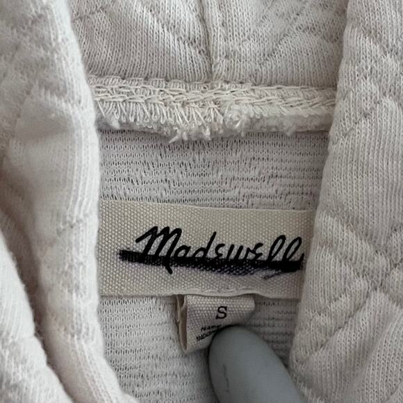 Madewell Cream Quilted Long Sleeve Pullover Hoodie Size Small - Picture 3 of 4